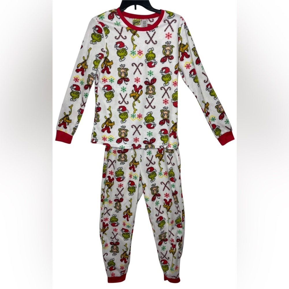 Kids Grinch 2 pc Fleece Pajama Set Christmas Holiday Sleepwear Cindy Lou Max Sm